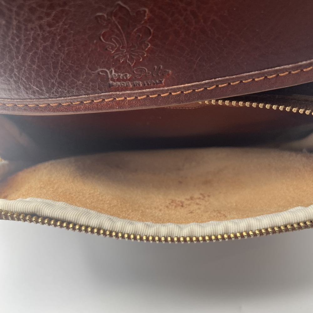 Vera Pelle Backpack Womens Dark Brown Genuine Leather Adjustable Shoulder Strap - Picture 13 of 16